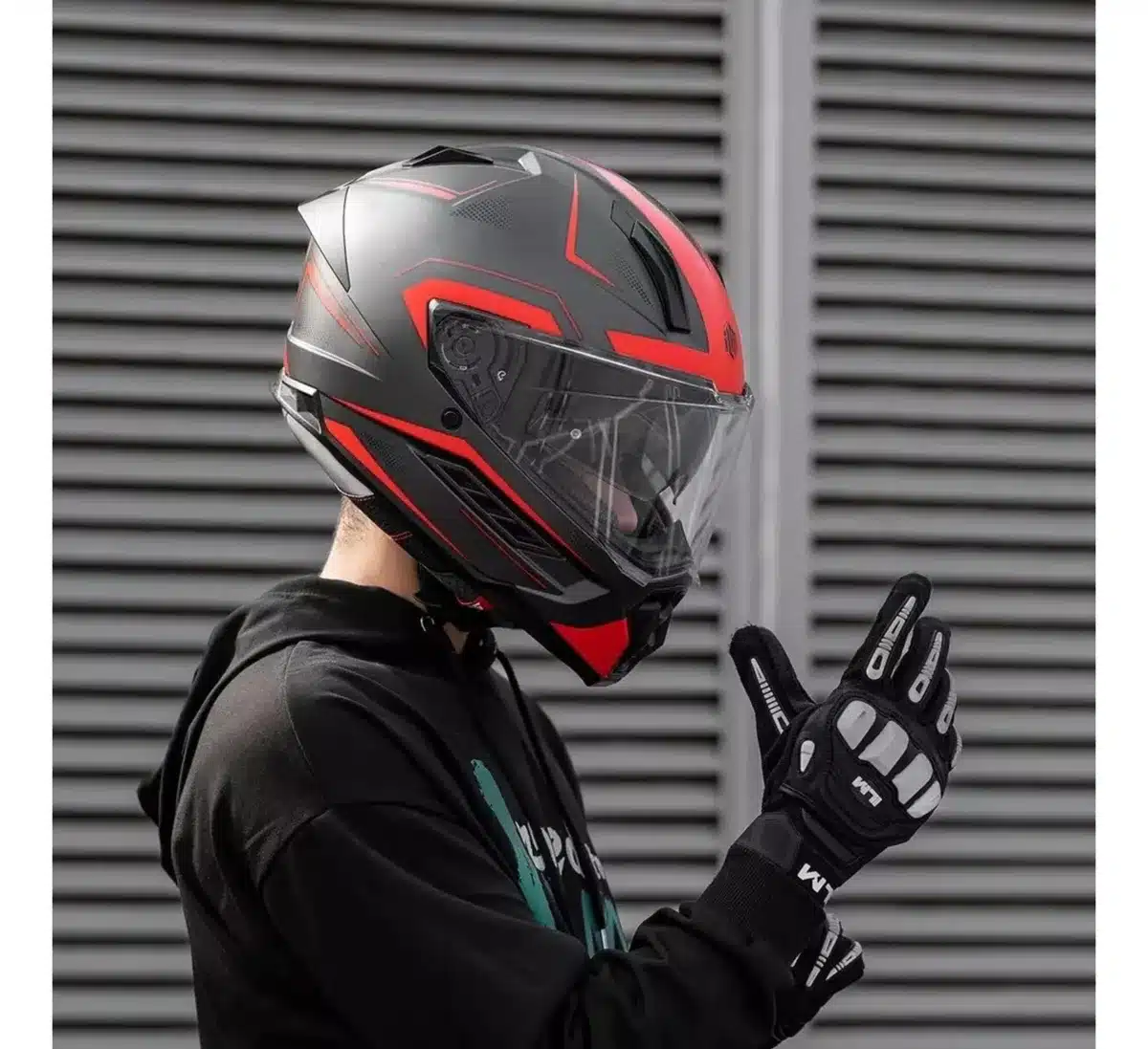 Casco Integral Moto Ilm Veloce Gris Metal Y Rojo Con Gafas Agregar a favoritos - Imagen 2