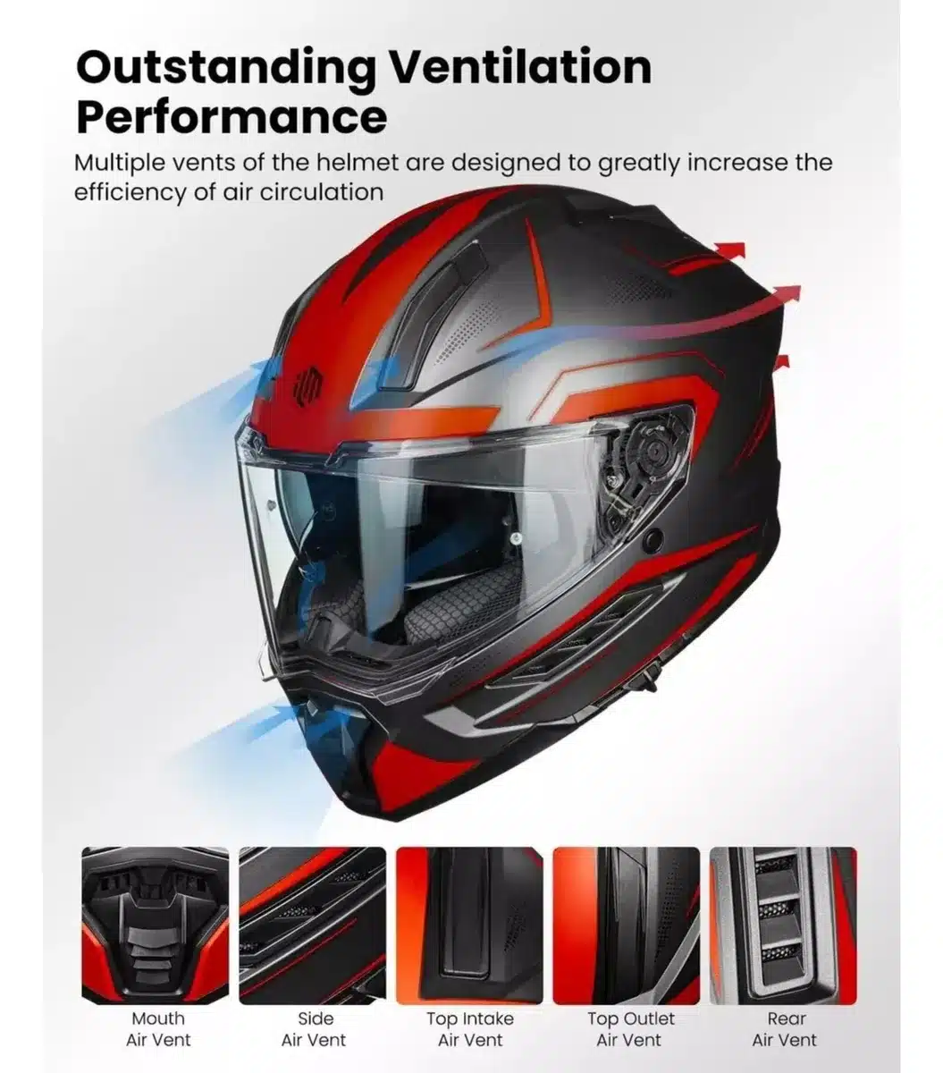 Casco Integral Moto Ilm Veloce Gris Metal Y Rojo Con Gafas Agregar a favoritos - Imagen 4