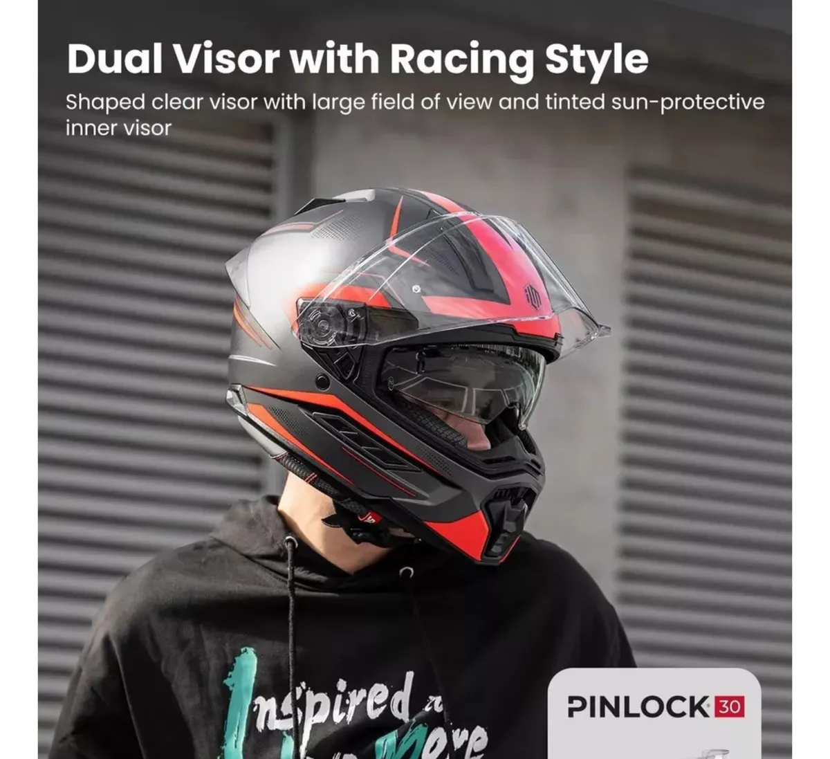 Casco Integral Moto Ilm Veloce Gris Metal Y Rojo Con Gafas Agregar a favoritos - Imagen 5