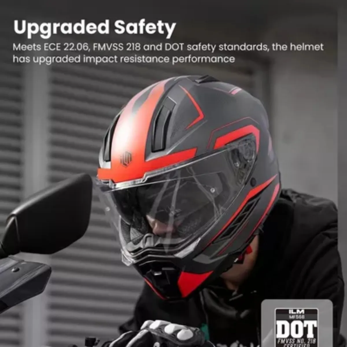 Casco Integral Moto Ilm Veloce Gris Metal Y Rojo Con Gafas Agregar a favoritos - Imagen 6