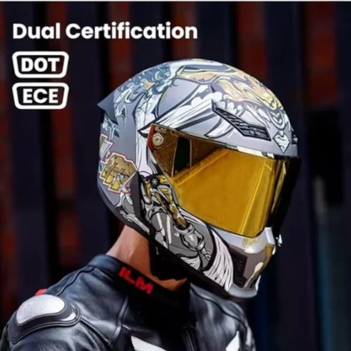 Casco de Moto ILM Vendetta RONIN gold - Imagen 5